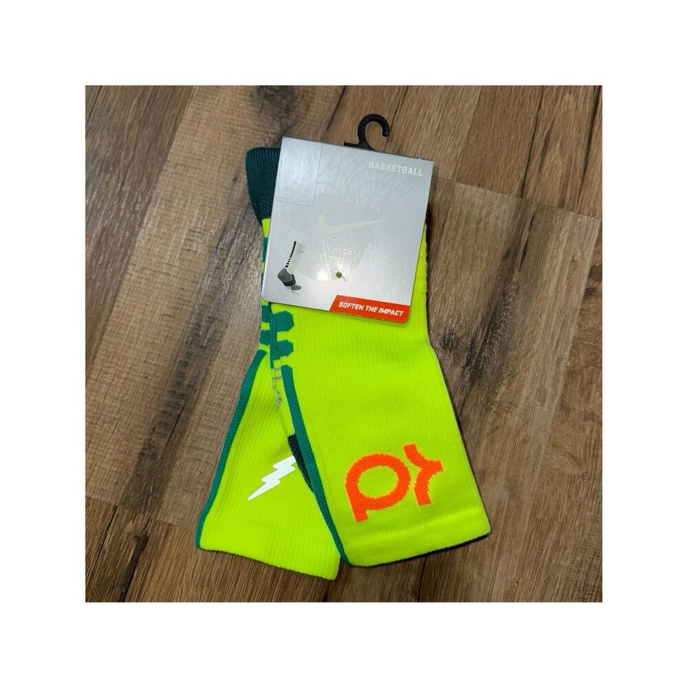 2013 Nike KD Hyper Elite Cushioned Basketball Dri-Fit Vintage Volt Crew Socks
